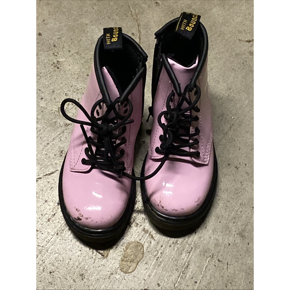 Dr. Doc Martens Girls Pale Pink Boots 1460 J Patent Leather Youth Size 13US